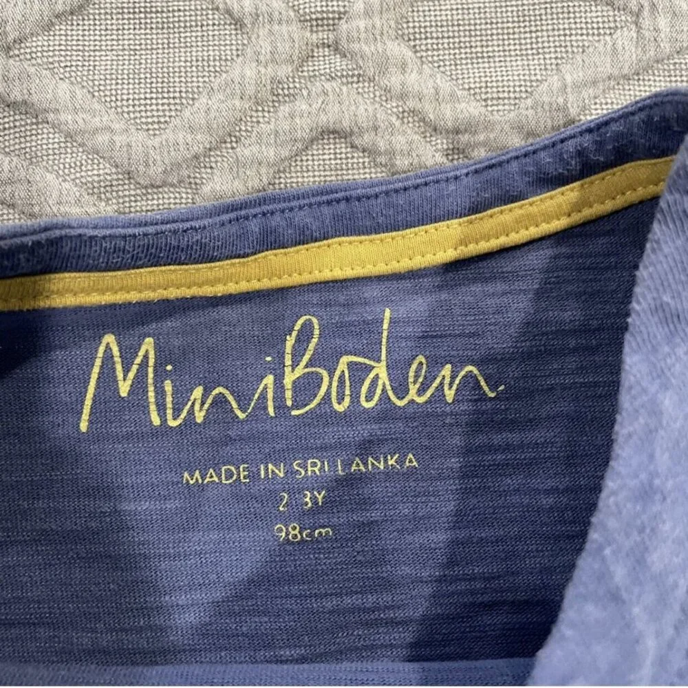 Mini Boden 2-3Y Blue & Yellow Stripes Pocket Dress